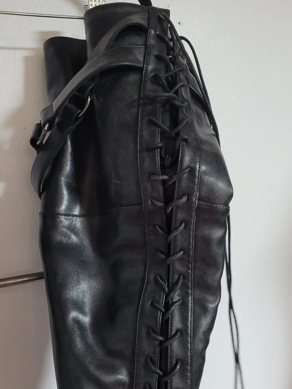 Black Over-the-Knee Lace-Up Platform Boots